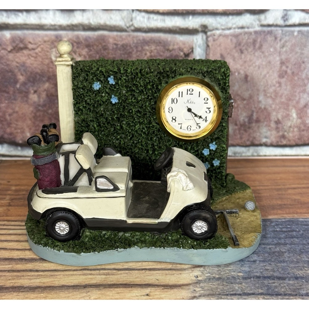 Golf‎ Cart Nikko Desk Clock Country Time Piece Collection 19th hole Resin TESTED